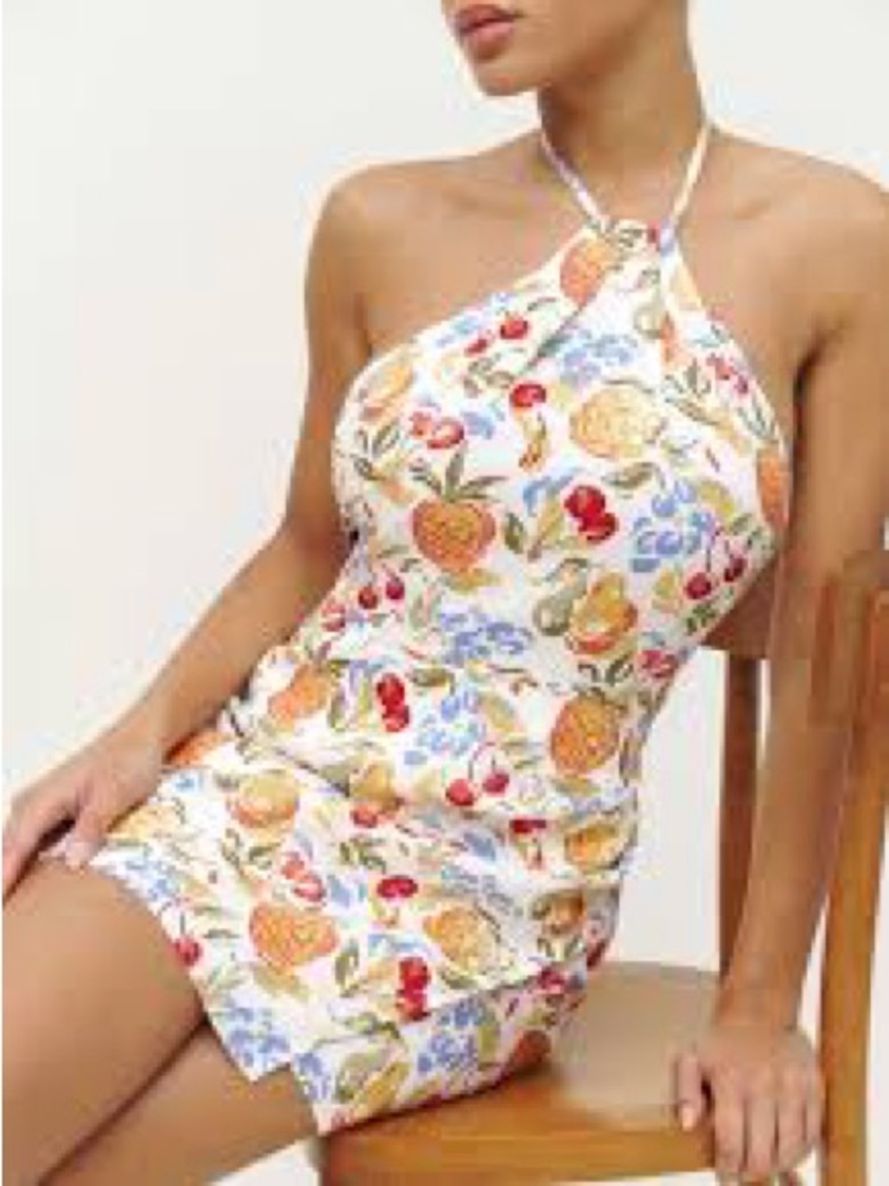 Reformation Dory Linen White Halter Floral Print 4